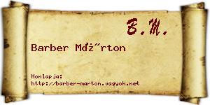 Barber Márton névjegykártya